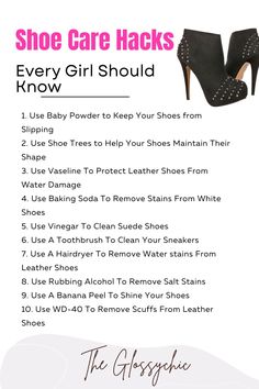 Shoe Dictionary, Dressing Hacks, Shoe Solutions, Female Sleepwear, Clean Suede Shoes, Squeaky Shoes, Stretch Shoes, Remove Water Stains, Styling Hacks