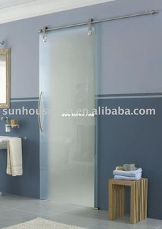 an image of a bathroom setting with blue walls