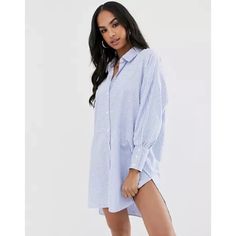 Missguided Blue White Stripe Oversized Button Up Shirt Dress (Size 12) Nwt Stored In A Smoke/Pet Free Environment (Measurements Are Approximate And Were Taken With The Item Laying Flat) Chest (Armpit To Armpit) 20.5” Sleeve Length (Shoulder To Cuff) 20” Overall Length (Shoulder To Bottom Hem) 34.5” Oversized Button Up Shirt Dress, Oversized Button Up Shirt, Button Up Shirt Dress, Missguided Dress, Size 12 Dress, Flat Chest, Button Up Shirt, White Stripe, Button Up Shirts