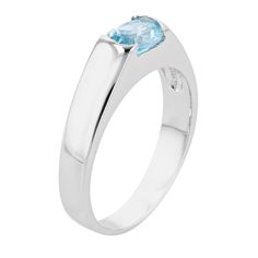 Featuring an oval-cut blue topaz gemstone, this sterling silver ring sparkles with dazzling color. Featuring an oval-cut blue topaz gemstone, this sterling silver ring sparkles with dazzling color. Nickel free Metal: sterling silver Packaging: decorative card Plating: rhodium Width: 6.35 mm Finish: polishedSTONE DETAILS Stone type: blue topaz Total weight: 1/2 ct. Center stone size: 4 mm x 6 mm Shape: oval Setting: bezel Size: 10. Gender: female. Age Group: adult. Silver Packaging, Oval Setting, Blue Topaz Gemstone, Sparkling Rings, Blue Topaz Ring, Topaz Gemstone, Topaz Ring, Oval Cut, Sterling Silver Ring