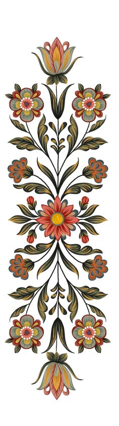 an ornate design with flowers and leaves