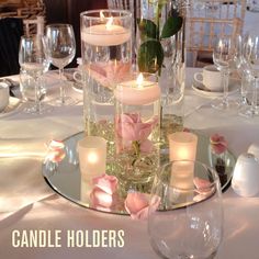 Center Wedding Pieces, Dollar Tree Gold Centerpieces, Wedding Tables Center Piece Ideas, Wedding Center Piece With Candles, Best Centerpieces For Round Tables, Table Center Piece Ideas For Party, Center Piece For Round Tables, Round Table Birthday Decor, Centrepieces For Weddings