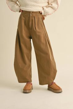 WASHED WIDE LEG PANTS – Mack & Harvie Barrel Pants, When In Rome, Girls Outerwear, Sweater Crop, Crop Top Sweater, Pleated Pants, Romper With Skirt, Fit Check, Girls Sweaters