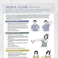 upper back nerve pain relief Nerve Glide Exercises, Ulnar Nerve Exercises, Nerve Glides, Nerve Flossing, Cubital Tunnel Syndrome, Message Therapy, Radial Nerve, Ulnar Nerve, Median Nerve