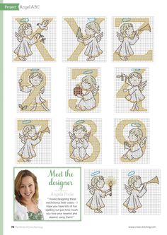 an angel cross stitch pattern with the numbers 5 and 6 on it, which are all in