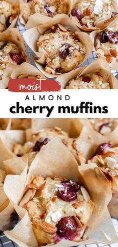 the muffins are made with almond and cherries in their wrapper shells