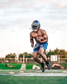 a football player is running on the field