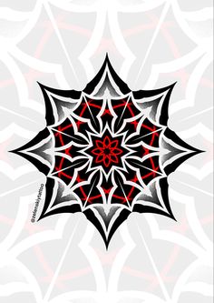 a red and black abstract design on a white background