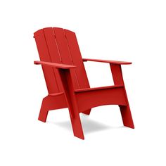 a red plastic chair on a white background