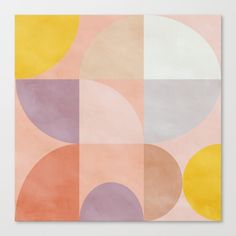 an abstract painting with different colors and shapes on the canvas, it looks like something out of