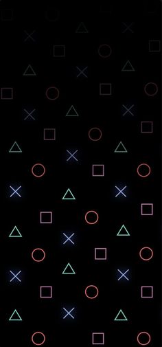 a black background with different colored lines and shapes