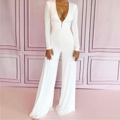 Nwt $209 House Of Cb White Minor Flaws At The End Of The Pants Fitted White V-neck Jumpsuits And Rompers, White Fitted V-neck Pantsuit, Elegant White High Waist Bodysuit, Elegant White High-waist Bodysuit, White Long Sleeve Jumpsuits For Night Out, Fitted Full Length Jumpsuits And Rompers, White Fitted V-neck Jumpsuit, Fitted White V-neck Jumpsuit, White Fitted Jumpsuit For Night Out