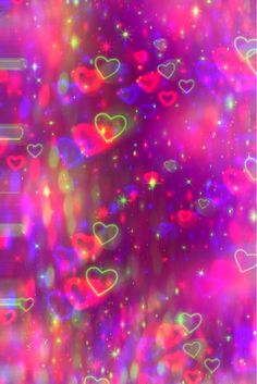 an abstract background with hearts and stars in the middle, all on one side as if it were blurred or blurry