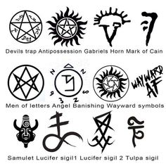 various symbols and their meaningss are shown in this graphic style, including the devil's symbol