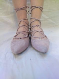 "Vintage pale pink suede leather women lace up flats, ballet style shoes with pointy toes. The zippers on the back. Size 36 EU. Made in India. Leather lining inside. Very comfy.  brand: H&M ( H & M, Hennes & Mauritz AB or H&M Group is a multinational clothing company, based in Sweden. condition: normal, a little bit used vintage condition. The shoes have some slight signs of wear on the suede surface - some small spots. Look at the photos.  measurements: Heels height 0,9 cm / 0.4\" in Outsole length 27,4 cm / 10.7\" in bottom sole width in widest place 7,8 cm / 3\" in labeled size: 36 EU, estimated size is 36 EU; US 5.5 - labeled and estimated." Leather Lace-up Shoes With Suede Lining And Round Toe, Suede Ballet Flats For Spring, Spring Ballet Flats With Laces And Closed Toe, Pink Ballet Flats For Spring With Almond Toe, Feminine Almond Toe Pointed Flats For Spring, Spring Suede Flats With Low Heel, Feminine Pointed Toe Closed Flats For Spring, Feminine Pointed Toe Flats For Spring, Spring Closed Toe Ballet Flats With Laces