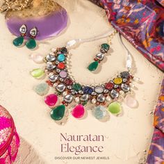 Adorn yourself in timeless Victorian splendor and treasure opulence and intricacy! 💗✨ Elegant Multi-stone Kundan Necklace For Festive Occasions, Elegant Multicolor Kundan Necklace, Elegant Multicolor Kundan Necklace For Navratri, Traditional Multicolor Kundan Necklace For Designer Wear, Multicolor Designer Jewelry For Diwali, Multicolor Kundan Necklace For Festive Designer Wear, Festive Multicolor Designer Jewelry, Festive Fusion Multi-stone Kundan Necklace, Elegant Multicolor Kundan Necklace With Cutdana