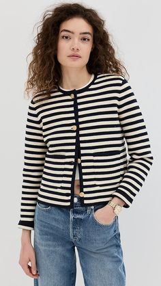 Alex Mill Paris Sweater Jacket | Shopbop Striped Sweater With Button Closure For Work, Paris Sweater, Alex Mill, Medical Problems, Fair Isle Sweater, China Fashion, Crochet Clothes, Sweater Jacket, Stripes Pattern