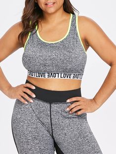 Plus Size Ringer Sports Bra - Dark Gray - 3783930912 - Original Design-Women's Clothing  #OriginalDesignWomensClothing #Original #DesignWomen's #Clothing Plus Size Retro Dresses, Vintage Red Dress, Plus Size Yoga, Plus Size Sports Bras, Plus Size Workout, Plus Size Bra, Trendy Plus Size Clothing, Plus Size Activewear, Pinterest Fashion