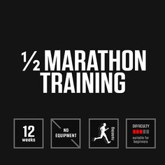 the marathon training poster is displayed on a black background