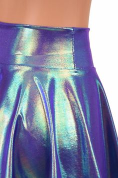 "This item is made to order, please read all the way through the listing before purchasing! This color shifting dual chrome skirt is a purplish blue with silver, fuchsia and green iridescence that is gorgeous when it moves! It has a stretchy waistband that sets up high at the natural waist. Choose from 10\", 12\" or 15\" lengths! The length shown is 15\" Matching crops and halter tops are also available in our shop! Need help choosing \"Length\"? Watch this video: https://www.youtube.com/watch?v Chrome Skirt, Rave Skirt, Halter Tops, Olive Branch, All The Way, Halter Top, Moonstone, Womens Skirt, Skirt