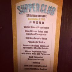 a menu for the super club is displayed