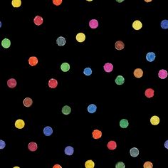 multicolored polka dot pattern on black background