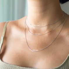 14K Solid White Gold Box Chain Necklace Dainty Silver Chain | Etsy Minimalist Charm Necklace With Delicate Snake Chain, Minimalist Hypoallergenic Snake Chain Necklace, Minimalist Charm Necklace With Figaro Chain As Gift, Minimalist Figaro Chain Charm Necklace As Gift, Minimalist Snake Chain Charm Necklaces As Gift, Delicate Gold Necklace, White Gold Pendant Necklace, Box Chain Necklace, Lock Necklace