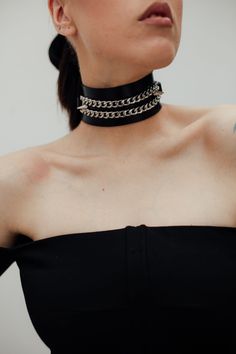 Leather Choker for Women Rocker Style Festival Choker Jewelry, Gothic Spiked Choker For Festivals, Gothic Chain Choker For Party, Edgy Rivets Jewelry, Festival Metal Jewelry With Rivets, Spiked Choker For Concerts, Spiked Choker For Concert, Concert Choker With Spikes, Metal Studs Jewelry For Festival