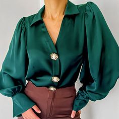 Satin Shirt Designs, Satin Shirts For Women, Satin Shirts, Fall Blouse, Fashion Office, Retro Mode, Special Interest, Top Shirt Women, Y2k Outfits