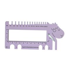 a purple ruler with a giraffe on it's side and a ruler in front of it