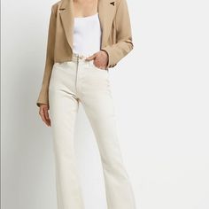 These Cream High Waisted Flare Jeans Are The Perfect Transition From Spring To Summer Or Summer To Fall. These Are New With Tags. Open To Offers. Black Flare Jeans, Mid Rise Flare Jeans, Denim Flare Jeans, High Waisted Flare Jeans, Cropped Wide Leg Jeans, Summer To Fall, Cropped Flare Jeans, Black Flare, High Waisted Flares