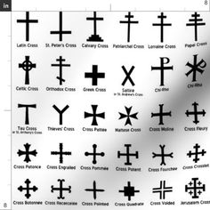 an image of different crosses and their names in black ink on white paper, with the words celebrate diversity written below them