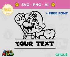 an image of a super mario bros character with the text your text