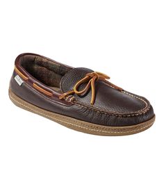 Men's Handsewn Slippers, Flannel-Lined | Slippers at L.L.Bean Men's Slippers, Leather Slippers, Mens Slippers, Ll Bean, Cotton Flannel, L L Bean, A Good Man, Boat Shoes, Soft Leather