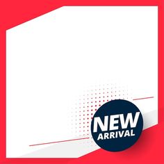 the new arrival logo is displayed on a red and white background