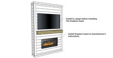 a diagram showing the features of a fireplace