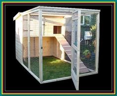 (ad) Chapin Kitty Catio Outdoor Playpen (Good for Multiple Cats and Homes with a Larger Budget)  Esquina Outdoor Enclosure Ramp and Main Cat Cage ( ... Cat House Plans, Bunny Hutch, Bunny Cages, Outdoor Cat House