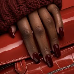 Cherry Red Nails Square, Dark Red Square Acrylic Nails, Short Red Acrylics, Vampy Red Nails, Red Nails Dark Skin, Blood Red Nails Design, Red Acrylic Nails Square, Cherry Red Nails Acrylic, Red Nails Black Women