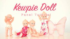 three dolls are posed next to each other in front of the words keupie doll