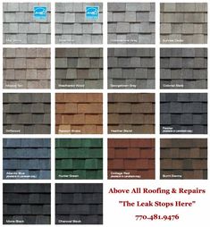 different types of roofing shingles and colors