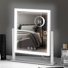 PRICES MAY VARY. Vanity mirror with lights: 78 LED lights along four sides of mirror will provide perfect lighting for makeup application.Made from premium flame retardant metal material and mirror glass,perfect looking and resistance for scratch Three different light colors: 78 LED lights providing a large and bright viewing, adjustable brightness and 3 lights color modes(day light(5500K), cold light(7800K), warm light(4000K)), helping you to finish a flawless professional makeup suitable for a Lys Makeup, Mirror Hollywood, Hollywood Makeup Mirror, Vanity Mirror With Lights, Hollywood Vanity Mirror, Lighted Makeup Mirror, Hollywood Vanity, Hollywood Lights, Color Lighting