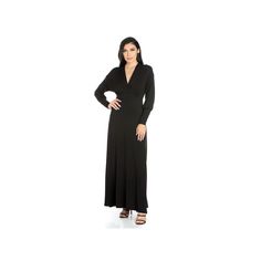 Designed with a flared skirt and empire waist, this figure-flattering juniors' maxi dress from 24seven Comfort Apparel delivers an elegant look you can't resist. Designed with a flared skirt and empire waist, this figure-flattering women's maxi dress from 24seven Comfort Apparel delivers an elegant look you can't resist. V-neck Long sleeves No pockets Empire waist Unlined Jersey construction PulloverFIT & SIZING Maxi silhouette 54.5-in. approximate lengthFABRIC & CARE Rayon, spandex Machine wash V-neck Maxi Length Dress, Fitted A-line Maxi Dress For Dinner, Spring Dinner Bodycon Maxi Dress, Spring Formal Maxi-length V-neck Dress, Spring Formal Maxi V-neck Dress, Spring Dinner Maxi Dress, Spring Elegant Full-length Maxi Dress, Fitted Solid Color Maxi Dress With Empire Waist, Spring Formal V-neck Maxi Dress