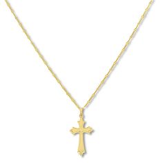 This classic necklace for her features a Gothic cross crafted of 14K yellow gold. The pendant suspends from an 18-inch link chain that secures with a lobster clasp. Gothic Cross Necklace, Gothic Cross, Cross Crafts, Gothic Crosses, Jewelry Education, Jewelry Advice, Alternative Metal, Necklace For Her, Classic Necklace