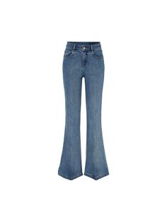 MO&Co. Women's Pointed Hem Flared Jeans Upgrade your denim game with our denim jeans. Made with comfortable and slightly stretchy cotton blend fabric, these jeans offer a flattering flared silhouette that hugs your curves in all the right places. The pointed hem adds a touch of vintage and modern style to any outfit. Features : - Slightly slim fit flared silhouette- Zip fly, five pocket design- Pointed Hem details Code: MBD1JEN012The back length of size M/27 is 108.5cmMATERIALS & CARE Material: Flare Cropped Jeans With Five Pockets In Denim Blue, Flare Cropped Jeans With Five Pockets, Denim Blue Flare Jeans With Five Pockets, Mid-rise Denim Blue Cotton Flares, Denim Blue Cotton Straight Leg Flares, Stretch Wide Leg Flare Jeans In Denim Blue, Wide Leg Stretch Flare Jeans In Denim Blue, Denim Blue Stretch Straight Leg Flares, Denim Blue Stretch Wide Leg Flare Jeans