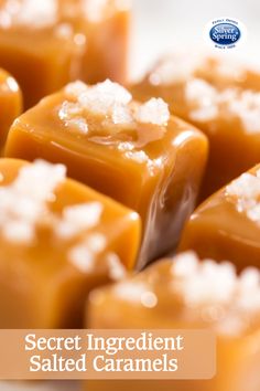 salted caramels with the words secret ingredient salted caramels