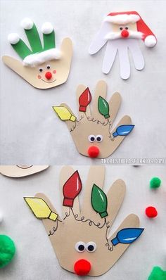 handprinted christmas crafts for kids to make