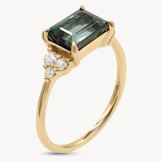 14k Yellow Gold Ring with Natural Green Tourmaline & White Diamonds. Like an old soul, a classic beauty with hints of the modern woman. Elegant Emerald Cut Tourmaline Ring, Elegant Emerald-cut Tourmaline Ring, Timeless 14k Gold Sapphire Ring, Elegant Yellow Gold Tourmaline Emerald Ring, Modern Tourmaline Wedding Rings, Elegant Tourmaline Rings In Yellow Gold, Elegant Green Sapphire Ring In 14k Gold, Elegant Yellow Gold Tourmaline Rings, Classic Tourmaline Ring With Prong Setting