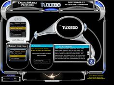 the website for tuxedo is displayed on a black background