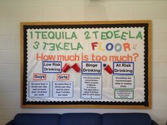 a bulletin board with instructions on how to drink and what to do in the room