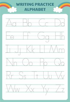 the writing practice sheet for children to learn how to write and draw letters with their own hands